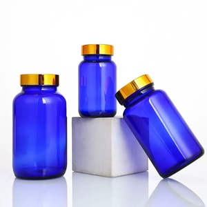 ขวดบลูกลาสเปล่าพร้อมฝาเกลียวสำหรับบรรจุอาหารและยาแคปซูล75/100/120/150/200/250/300/400/500มล. - Product Image 2