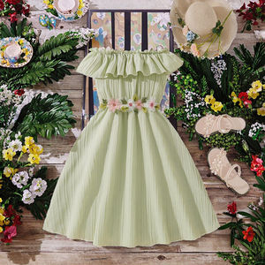 Vestido de Verano para Niñas, Estilo Informal, con Tirantes de Encaje, Color Sólido, Largo hasta la Rodilla, Transpirable, para la Playa - Product Image 3