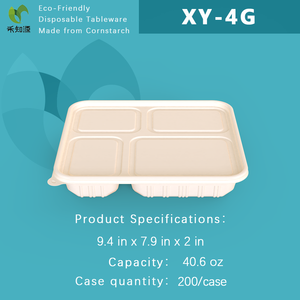 Dùng Một Lần Bao Bì Thực Phẩm <span class=keywords><strong>Container</strong></span> Hộp Đồ Ăn Nhẹ Tinh Bột Ngô 4 Ngăn Takeaway Bento Hộp Ăn Trưa Với Nắp - Product Image 5