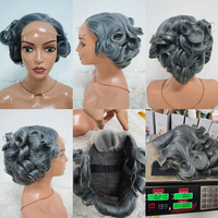 Promoción 29$ Letsfly SDD-123 Pelucas de Cabello Humano Gris con Cierre de Encaje 5x5 de 210 Gramos, Pelucas Cortas de Corte Pixie