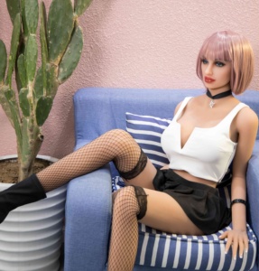 Bambola Sessuale Robot Domestricia con Sedere Aperto, Giocattoli Sessuali in TPE Realistici e Impermeabili, Capelli Rosa, Include Set di Lingerie, Opzioni Disponibili - Product Image 5