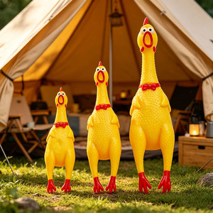 Screaming Chicken Pet Toy Novelty Cartoon Stress Relieving Boredom Buster Manual Operation For Pets Outdoor Use - Product Image 1