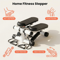Mini stepper hydraulique double avec bandes de résistance, écran LCD, capacité de 100 kg, appareil de fitness cardio pour la maison