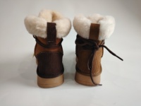 Bottes d'hiver à lacets pour femmes, en daim et velours côtelé, avec bordure en peau de mouton, doublure en fausse fourrure, plateforme, pour l'extérieur