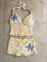 Setelan Baju Renang Wanita Bertekstur Dua Potong, Atasan Tank Top V-Neck dan Celana Pendek Boyleg, Ukuran S-XL