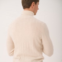 Pull en cachemire et laine pour homme, col roulé, tricot texturé, pull de luxe pour homme