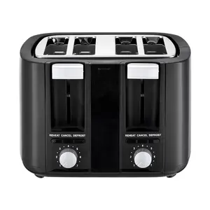 High Power Breakfast Maker Machine Portable 4 Slice Cool Touch Electronic Toaster With Anti-jam function