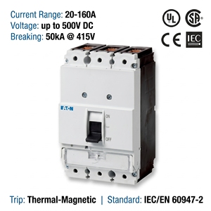 Interruptor Automático de Caja Moldeada (MCCB) Serie NZM NZMH1-A160-DC-AS 160A 3P CE CCC ISO para Generación de Energía Solar Fotovoltaica - Product Image 5