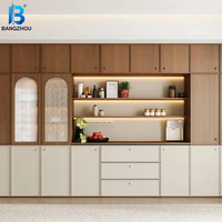 Maßgefertigtes Design Luxuriöser Moderner Wandmontierter Melamin-Weinschrank Wohnzimmer-Weinschrank Esszimmer-Beistellschrank mit Schubladen