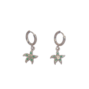 Boucles d'oreilles créoles avec breloque étoile de mer en acier inoxydable 316L plaqué or PVD, durables et résistantes, bijoux de mode - Product Image 2