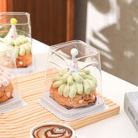 Boîte à dessert rectangulaire jetable de 2 pouces, boîte à mousse, boîte à gâteau à charnière en plastique PET écologique, qualité alimentaire, logo personnalisé
