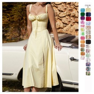 Robe longue camisole haut de gamme style estival, élégance décontractée, inspiration défilé de mode française, multicolore, vente en gros - Product Image 1