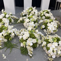 Centre de table de mariage haut de gamme en soie artificielle, roses blanches et vertes modernes, décorations de fête, arrangements pour allée centrale