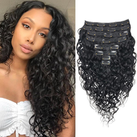 Extensions de cheveux humains à clipser invisibles et sans couture, qualité 12A, ondulation profonde, cuticules alignées, 7 pièces