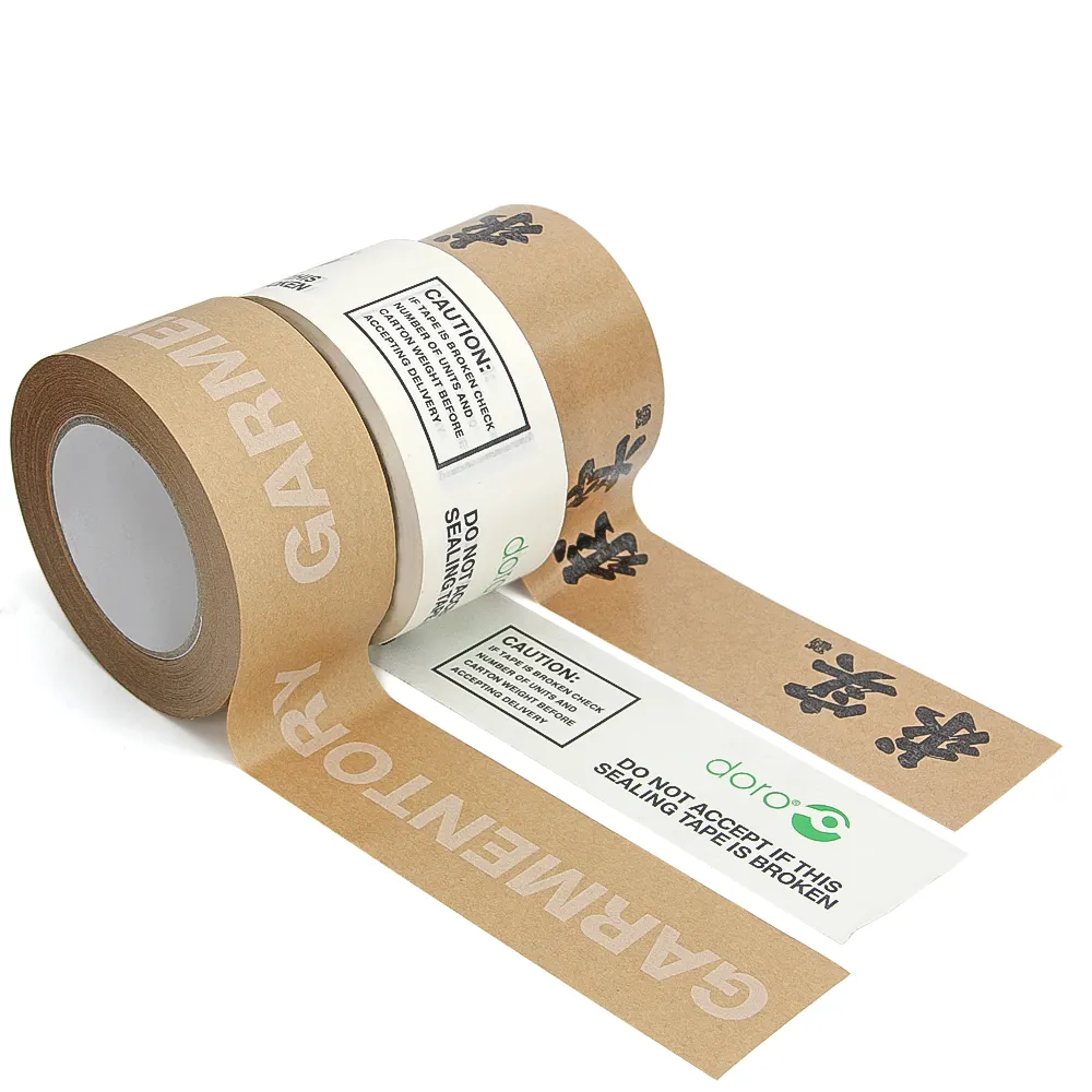Fita de embalagem de papel de embalagem personalizada do fornecedor chinês da fabricação de logotipo auto adesivo fita de papel de embalagem impressa