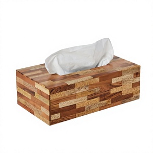 Caja de pañuelos de resina, diseño rectangular moderno hecho a mano, acabado natural, decoración ecológica para el hogar de HANDICRAFT HUB - Product Image 1