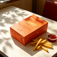 Boîtes à frites en papier orange personnalisées, contenants jetables pour frites et chips