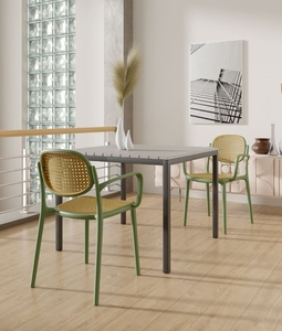 Apilable al aire libre Metal Comedor Silla PP Silla Jardín Patio Bistro Reposabrazos al aire libre Silla - Product Image 5