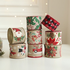 圣诞老人圣诞树礼品包装Diy Cinta Navidad Fita Natal印花丝带蝴蝶结圣诞丝带家居装饰 - Product Image 2