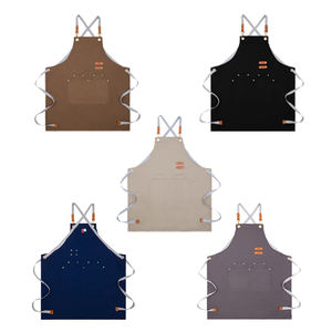 Tablier imperméable en toile à dos croisé pour hommes et femmes, uniforme de cuisine pour <span class=keywords><strong>chef</strong></span>, barbecue, restaurant, travail - Product Image 2