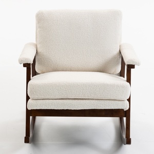 Poltrona a dondolo di alta qualità e confortevole, stile Mid-Century Modern, con struttura in legno, per lettura e relax in camera da letto - Product Image 4