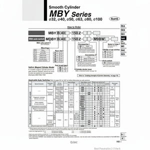 SMC Pneumatics Cylindre lisse MDBYB63-100Z Pièces pneumatiques - Product Image 1