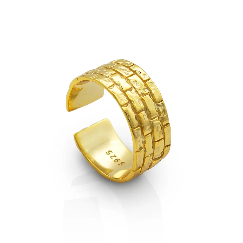 כריס אפריל פשוט צרפתית סגנון 925 כסף סטרלינג 18k זהב מצופה ארמון קיר טבעות תכשיטים לנשים