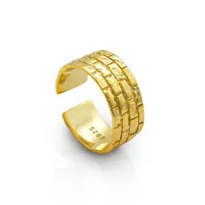 Chris April simple french style 925 sterling silver 18k gold plated Palace Wall rings jewelry for women
