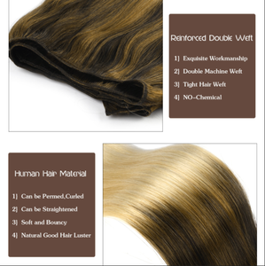 Extensiones de Cabello Humano Remy, Cabello Lacio Brasileño, Tejido Doble a Máquina, Puntas Naturales, Cabello Humano Real para Salón de Belleza - Product Image 3