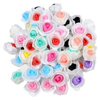 Têtes de roses en mousse PE bicolores de 3,5 cm, petites fleurs artificielles pour couronnes de mariage, décoration de boîtes à bonbons, artisanat DIY
