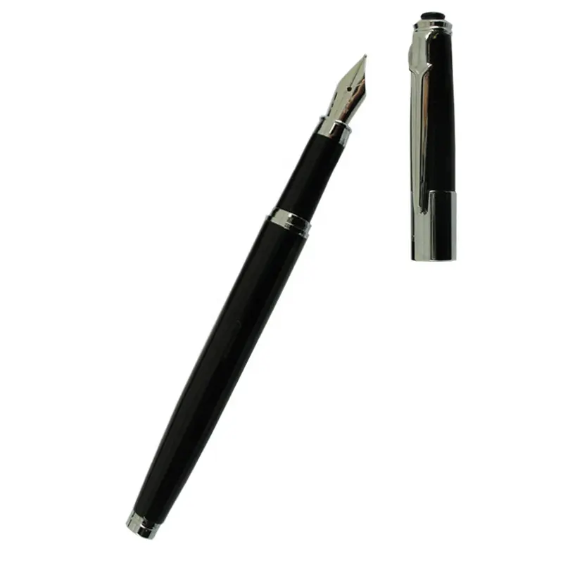 Metal Slim Fountain Pens Coating Black & White Liquid ink Pen for Promotional Logo Gifts ink Pens