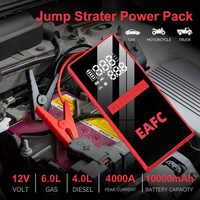 Démarreur de voiture EAFC 4000A 12V avec batterie de 10000mAh et compresseur d'air de 150 PSI pour véhicules essence 6.0L et diesel 4.0L
