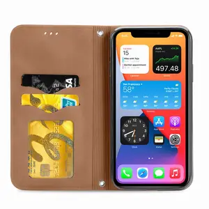 Shockproof Custom PU Leather Wallet Mobile Flip Phone Case Bag for iPhone 12 Pro Wholesale Cell Phone Case Covers