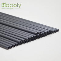 Pailles en plastique jetables noires en gros