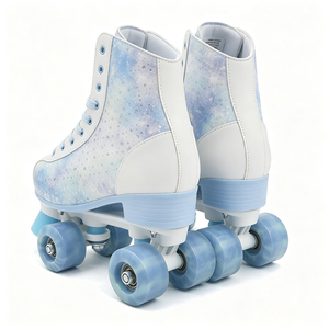 Patins à roulettes quad tie-dye pour adultes, bleu et <span class=keywords><strong>blanc</strong></span>, roues en PU, double rangée, chaussures de patinage en plein air pour femmes, Ruidongle - Product Image 4