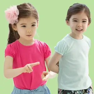 Toptan Online alışveriş tatlı düz 2-6 yaşında t-shirt çocuklar kızlar için arkada kanatları ile