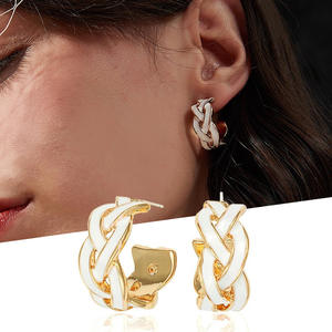 Orecchini a Cerchio Geometrici Dorati Placcati in Oro 18K, Gioielli Alla Moda per Uso Quotidiano da Donna - Product Image 1