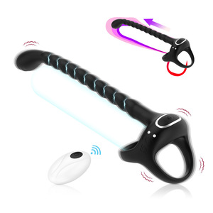 Großhandel Kabelloser Ferngesteuerter Tragbarer Elektrischer Vibrations-Wasserdichter Silikon-Penisring Prostata-Stimulations-Massageringe - Product Image 2