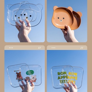 Phim Hoạt Hình Gấu Xương Tấm Dùng Một Lần Trong Suốt Nhựa Snack Tấm Cho Hộ Gia Đình Bên Bán Buôn Dễ Thương Bàn Ăn Thùng Rác Tấm - Product Image 2