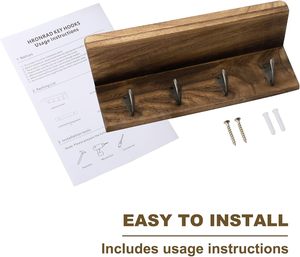Organizador de Llaves de Madera con 4 Ganchos, Organizador de Correo de Pared para Entrada, Sala de Estar, Baño y Oficina, Personalizable al por Mayor - Product Image 3
