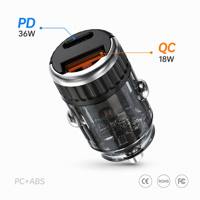 Cargador Rápido para Auto con Doble Puerto USB C, PD 36W QC 3.0, Personalizado, Venta al Por Mayor