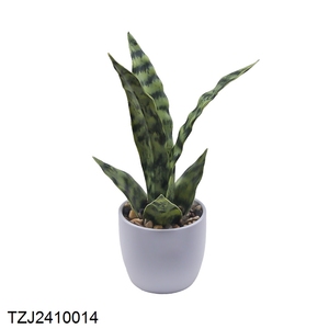 Bonsái de Orquídea Tigre, Planta Serpiente Verde Amarilla <span class=keywords><strong>Sansevieria</strong></span> en Maceta, Árbol Artificial de PVC, Bonsái de Orquídea Tigre Verde Amarillo - Product Image 2