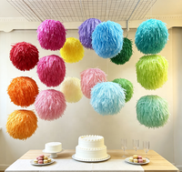 Lanterne ronde en pompons colorés durables EAST TERN de 12 pouces, faite à la main en papier de soie avec franges, pour la décoration de plafond, de pièce, de fête en plein air