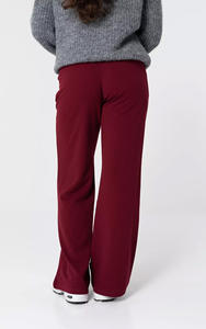 Pantalones de Oficina de Pierna Ancha Color Rojo Oscuro para Mujer, Estilo Vintage, Holgados, con Trabillas para Cinturón y Bolsillos Laterales, Personalizados OEM - Product Image 4