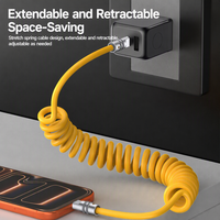 Câble de synchronisation de données pour voiture, 100W PD, charge rapide, enroulable, extensible, avec ressort, pour mobile et ordinateur portable, achat en gros