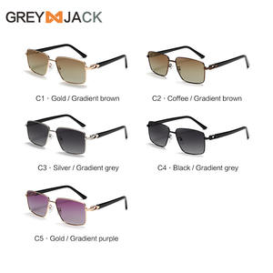 Lunettes de soleil carrées pour hommes Grey Jack, verres polarisés UV400 TAC, monture en plastique et métal, pour la conduite, la pêche, protection solaire - Product Image 1