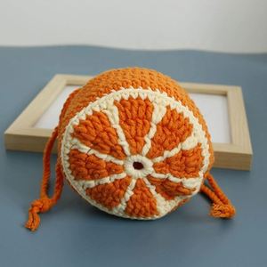 Bolso de mano de ganchillo hecho a mano con cordón naranja, estilo sencillo, para niñas, Navidad, negocios, bolso de cordón naranja feo, en stock - Product Image 4
