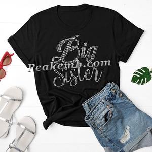 Impression de conception de transfert thermocollant 'Big Sister' en strass cristal personnalisé pour t-shirts - Product Image 5