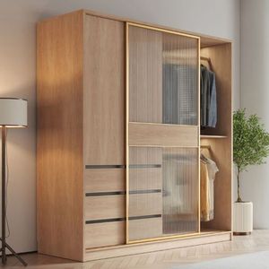 Armario minimalista de madera maciza para decoración del hogar, armario de almacenamiento marrón contemporáneo, armarios para dormitorio pequeño - Product Image 5