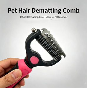 Double-sided Pet Dematting Comb Stainless Steel Blade Grooming <strong>Brush</strong> for Dog cat <strong>Detangling</strong> Deshedding Tool for Long Hair - Product Image 2